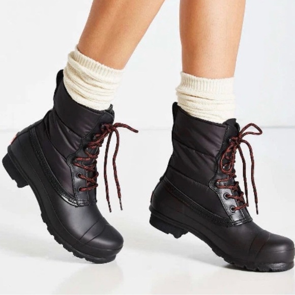Hunter Original Insulated Lace-Up Snow Boots – Black – Never Worn Size 7 - Picture 2 of 9